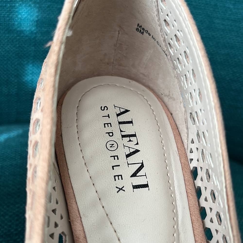 Alfani Nude/Cream Laser-Cut Pointed Toe Heels - Picture 7 of 9